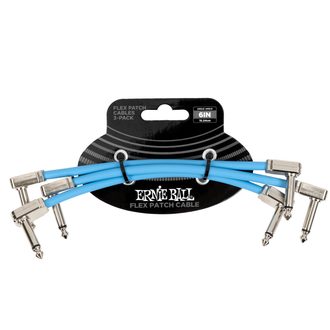 6460 Ernie Ball Flex Patch Cable 6" Blue Multi-Pack - sada propojovacích kabelů - 15.24cm - 3ks