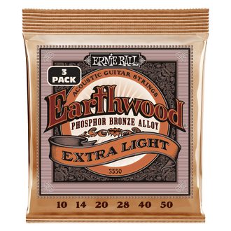 3550 Ernie Ball Earthwood Extra Light Phosphor Bronze 3 Pack -10 / 50 - struny na akustickou kytaru - 3ks