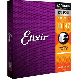 Elixir Acoustic Nanoweb 80/20 Bronze Light  12 string /10 - 47/ - struny na dvanáctistrunnou akustickou kytaru