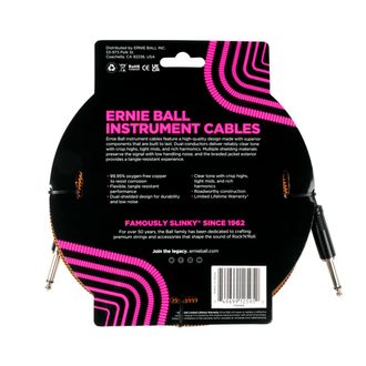 6469 Ernie Ball Braided Instrument Cable - Rovný / Rovný Jack - 18ft / 5.4m - Pumpkin Pie - nástrojový kabel - 1ks