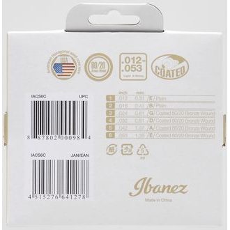 IBANEZ - IACS6C - 80/20 Bronze Coated - .012" - .053 - Light - " potažené " struny na akustickou kytaru - 1ks