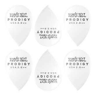 9336 Ernie Ball 2.0mm White Teardrop Prodigy Picks - trsátko - 6ks