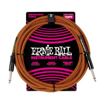 6468 Ernie Ball Braided Instrument Cable - Rovný / Rovný Jack - 10ft / 3m - Pumpkin Pie - nástrojový kabel - 1ks