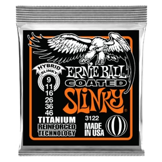 3122 Ernie Ball Coated Electric Titanium RPS Hybrid Slinky .009 - .046 - " potažené " struny na elektrickou kytaru - 1ks