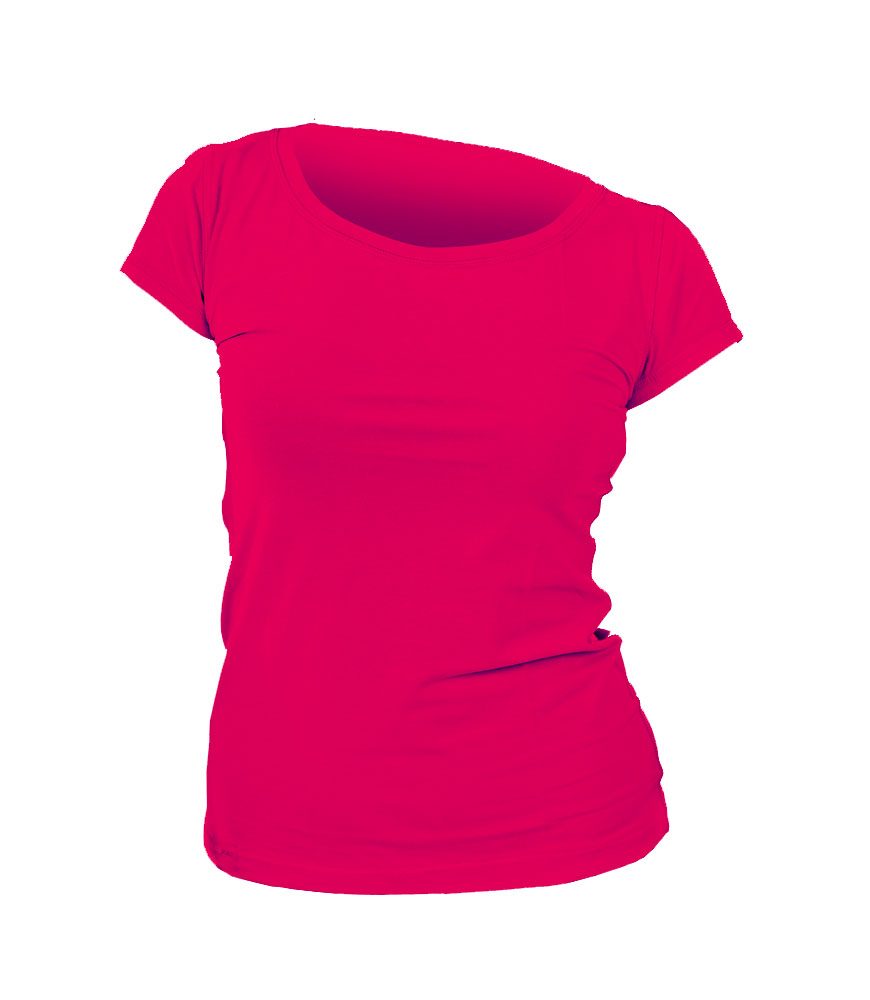 Levně Dámské triko krátký rukáv - XL - jasně růžová
