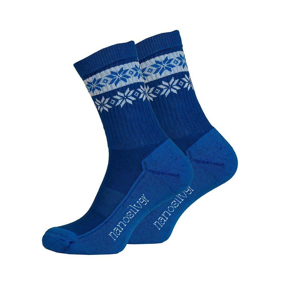 nanosilver Termo ponožky SNOW barevné - S 35/38 - modrá/bílá