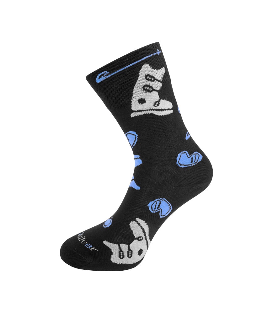 Levně Společenské ponožky se vzorem SKI - velký motiv - M 39/42 - černo/modré