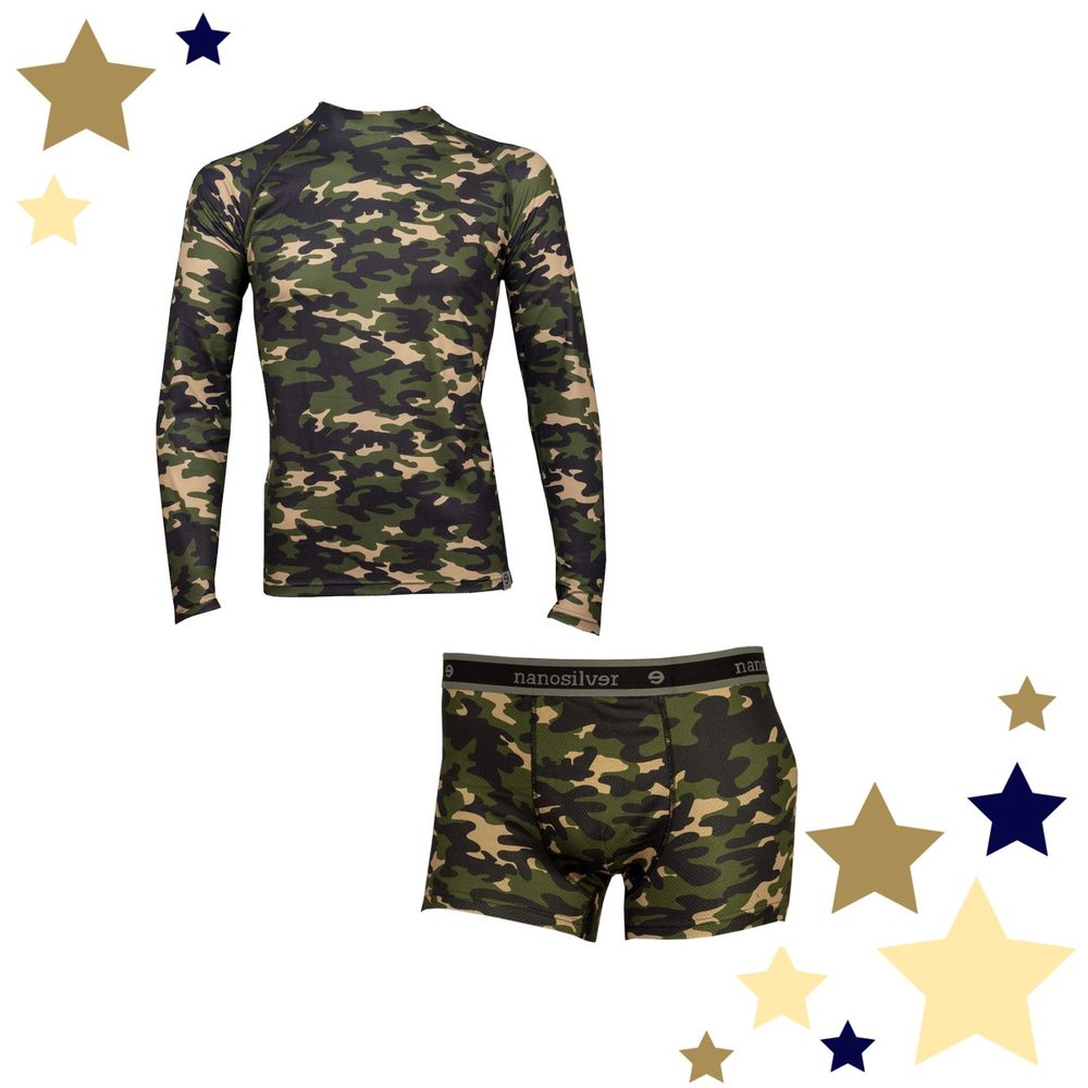 Levně Pánská sada CAMO - tričko a boxerky - XXL - maskáč zelený