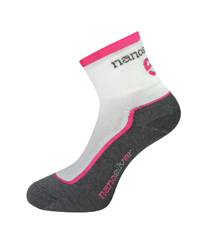 Levně Cyklo ponožky se stříbrem + Coolmax - S 35/38 - bílo/růžová