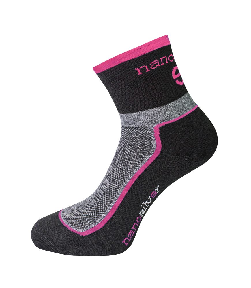 Levně Cyklo ponožky se stříbrem + Coolmax - L 43/46 - černá/růžová