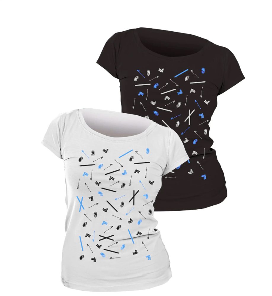 Levně Dámské triko - potisk SKI - L - bílá s modrým potiskem