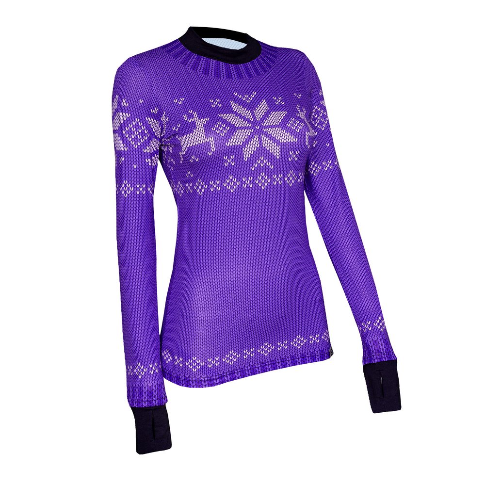Levně Dámské termo triko s potiskem norský svetr - 3XL - violet
