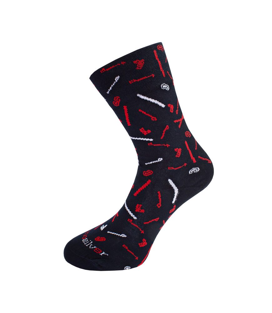 Levně Společenské ponožky se vzorem SKI - malý motiv - L 43/46 - černo/červené
