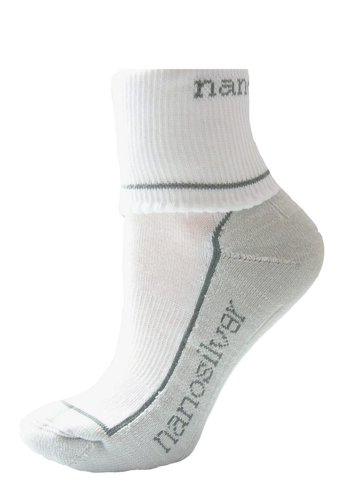 Levně Sportovní ohrnovací ponožky se stříbrem - XL 47/49 - bílé