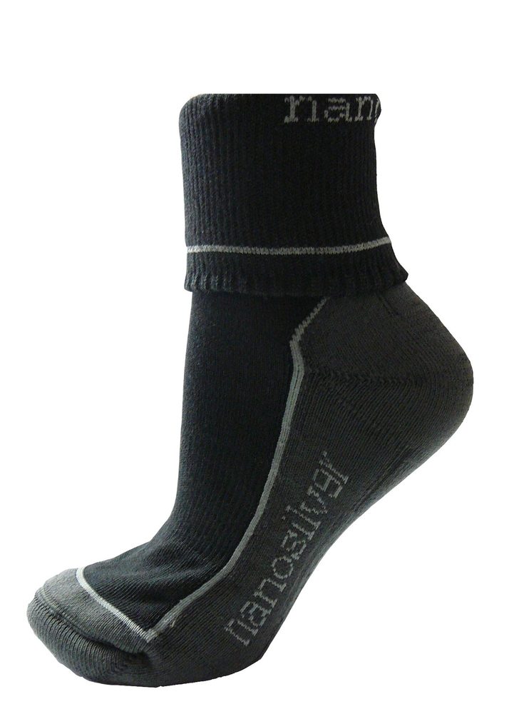 Levně Sportovní ohrnovací ponožky se stříbrem - XL 47/49 - černé