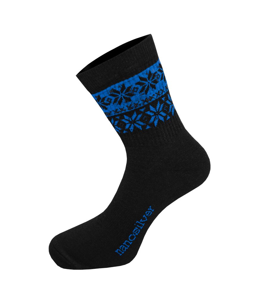 nanosilver Termo ponožky SNOW černé - L 43/46 - černá/modrá