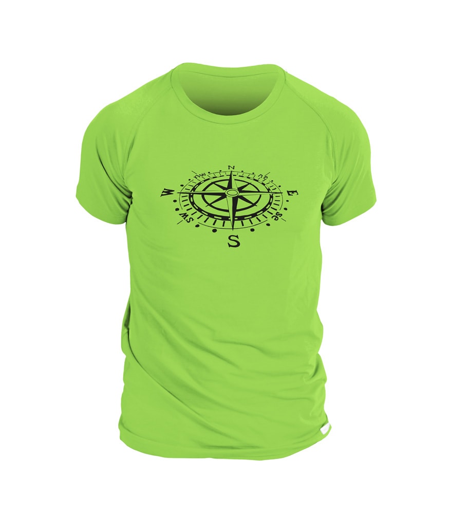 Levně Pánské triko KOMPAS - L - zelené s potiskem