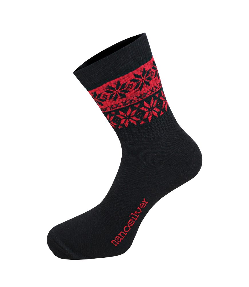 nanosilver Termo ponožky SNOW černé - L 43/46 - černá/červená