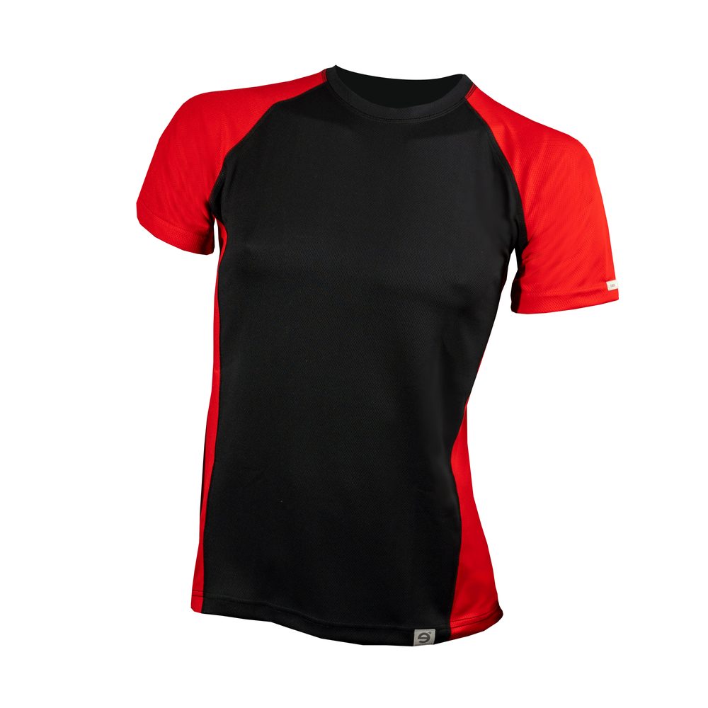 Levně Pánské sportovní triko s boční vsadkou + Coolmax - XXL - černá/červená