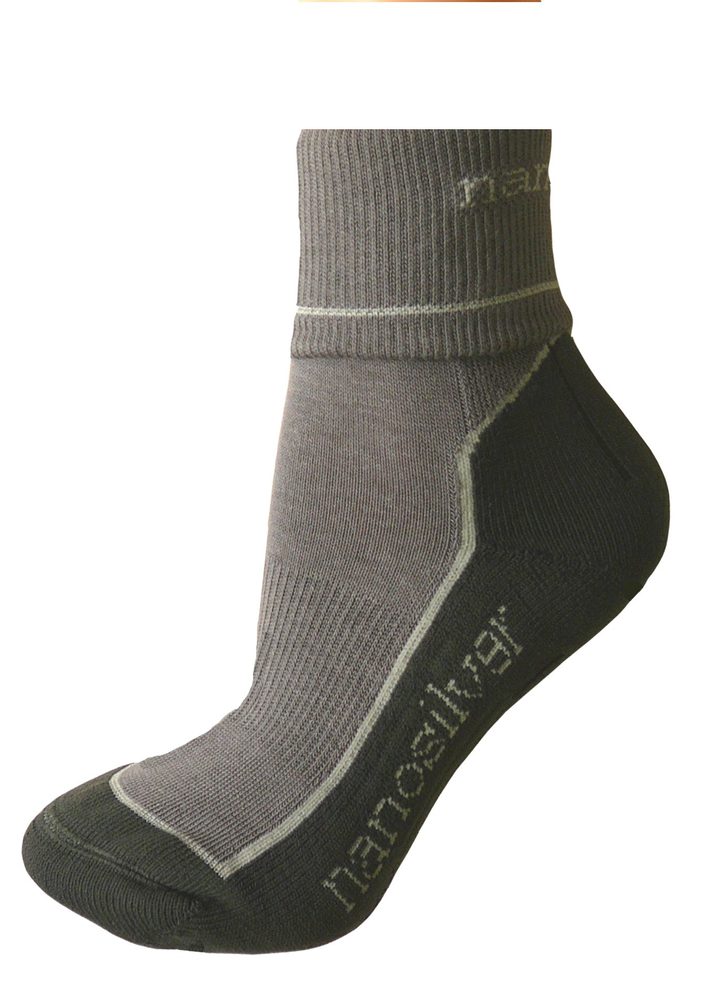 Levně Sportovní ohrnovací ponožky se stříbrem - XL 47/49 - šedé