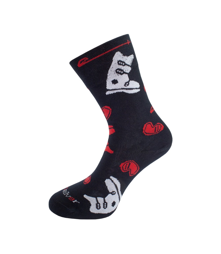 Levně Společenské ponožky se vzorem SKI - velký motiv - L 43/46 - černo/červené