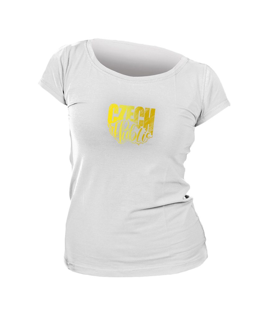 Levně Dámské triko REPUBLIC GOLD - XL - bílá se zlatým potiskem
