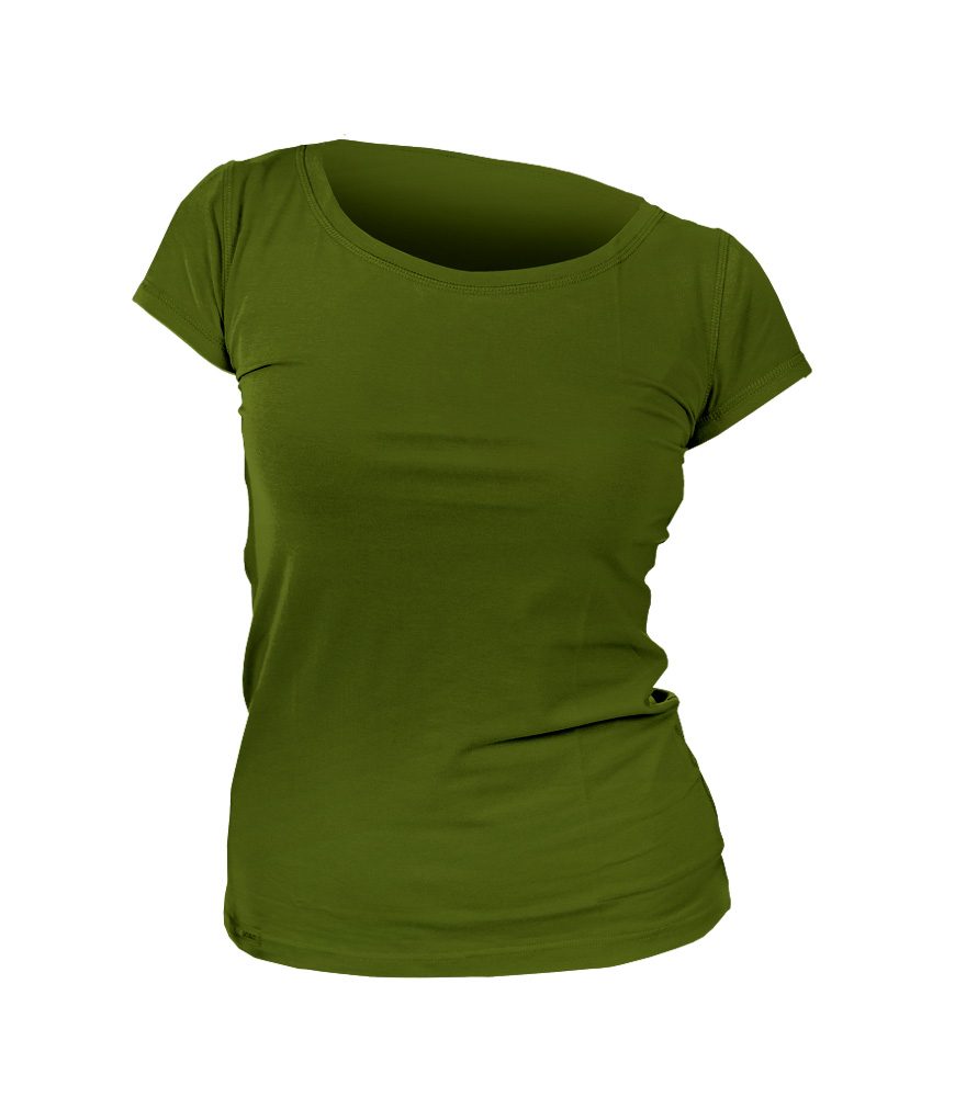 Levně Dámské triko krátký rukáv - M - olivová