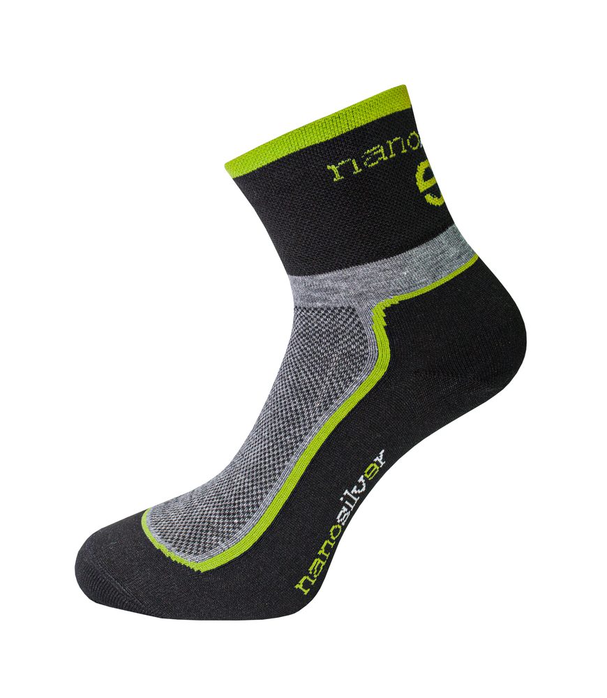 nanosilver Cyklo ponožky se stříbrem + Coolmax - XL 47/49 - tmavé se zelenou