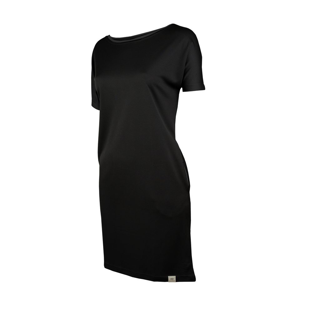 Levně Dámské šaty s kapsami - XL - černá