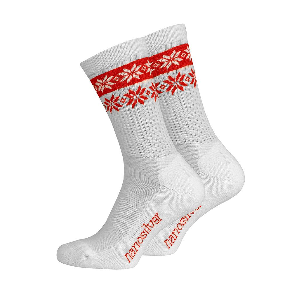 Levně Termo ponožky se stříbrem SNOW - L 43/46 - bílá/červená