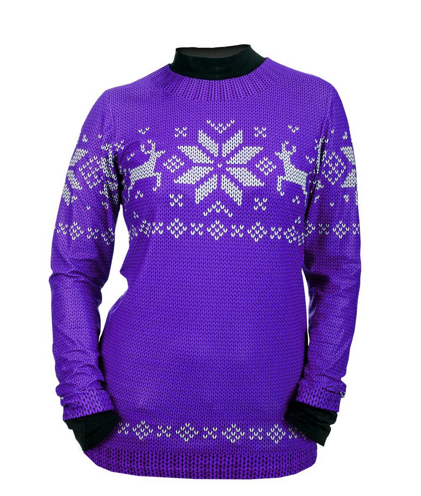 Levně Pánské termo triko s motivem norský svetr - XS - violet