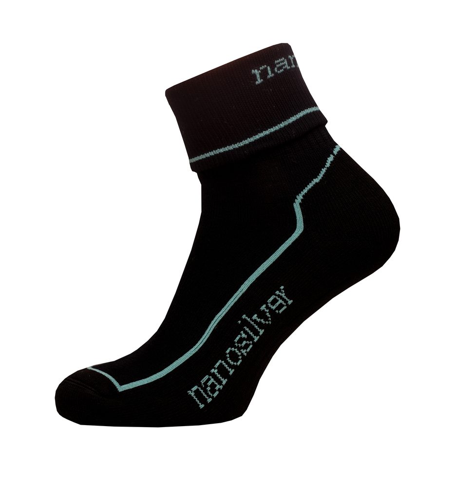 Levně Sportovní ohrnovací ponožky se stříbrem - XL 47/49 - černá/tyrkys