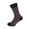 Společenské ponožky s puntíky černé s růžovými puntíky