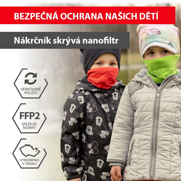 Dětský nákrčník (nanošátek) Classic se stříbrem s kapsou pro nanofiltr (2  ks filtrů/ekvivalent FFP2) | Komfort pro vaše tělo a okolí - nanosilver.cz