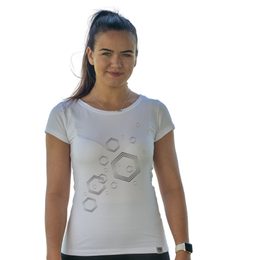 Dámské tričko nanosilver - HEXAGON stříbrný potisk