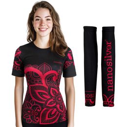 Sada dámské tričko krátký rukáv FLOWER + návleky na ruce