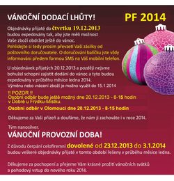 VÁNOČNÍ DODACÍ LHŮTY!!!