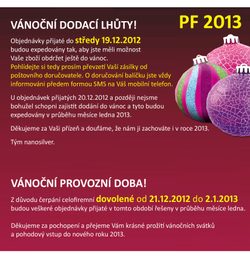 VÁNOČNÍ DODACÍ LHŮTY!!!