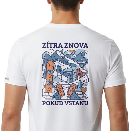 Pánské tričko nanosilver pro snowboardisty ZÍTRA ZNOVA  bílá