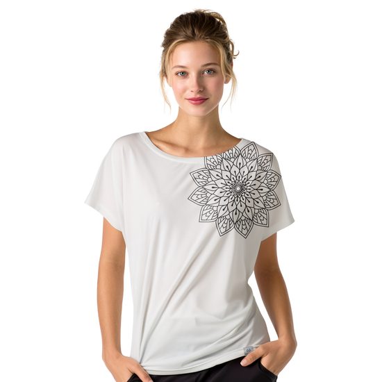 Dámské tričko nanosilver BAT potisk FLORAL - vhodné na jógu