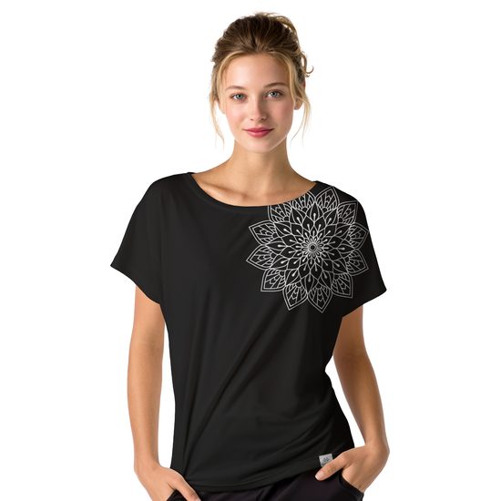 Dámské tričko nanosilver BAT potisk FLORAL - vhodné na jógu