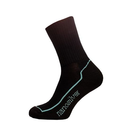 Sportovní ohrnovací ponožky se stříbrem nanosilver černá/tyrkys