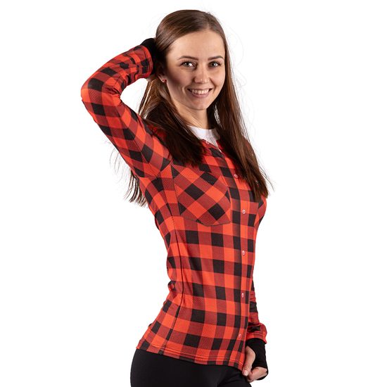 Dámské termo tričko s motivem flanelová košile