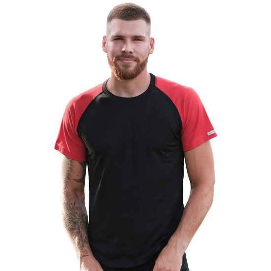 Pánské sportovní triko nanosilver+ Coolmax černá/červená