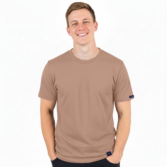Pánské tričko nanosilver regular  béžová/mocca