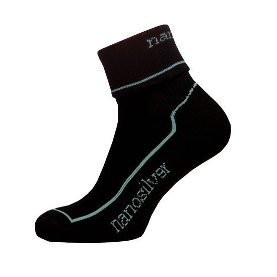 Sportovní ohrnovací ponožky se stříbrem nanosilver černá/tyrkys