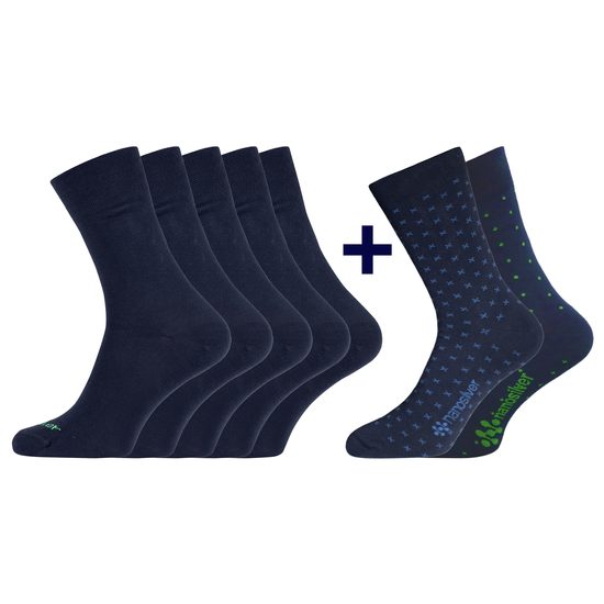 Sada 5+2 společenské ponožky se stříbrem tmavě modrá