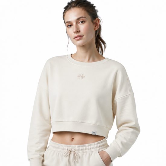 Dámská crop mikina nanosilver Classic slonová kost