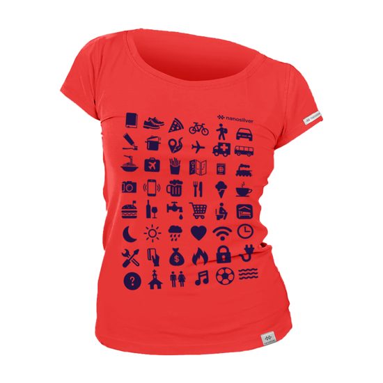 Dámské tričko nanosilver TRAVEL červená