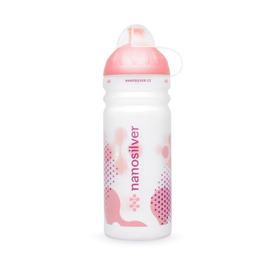 Antibakteriální sportovní láhev BUBBLE, 0,7l s krytkou čirá/růžová